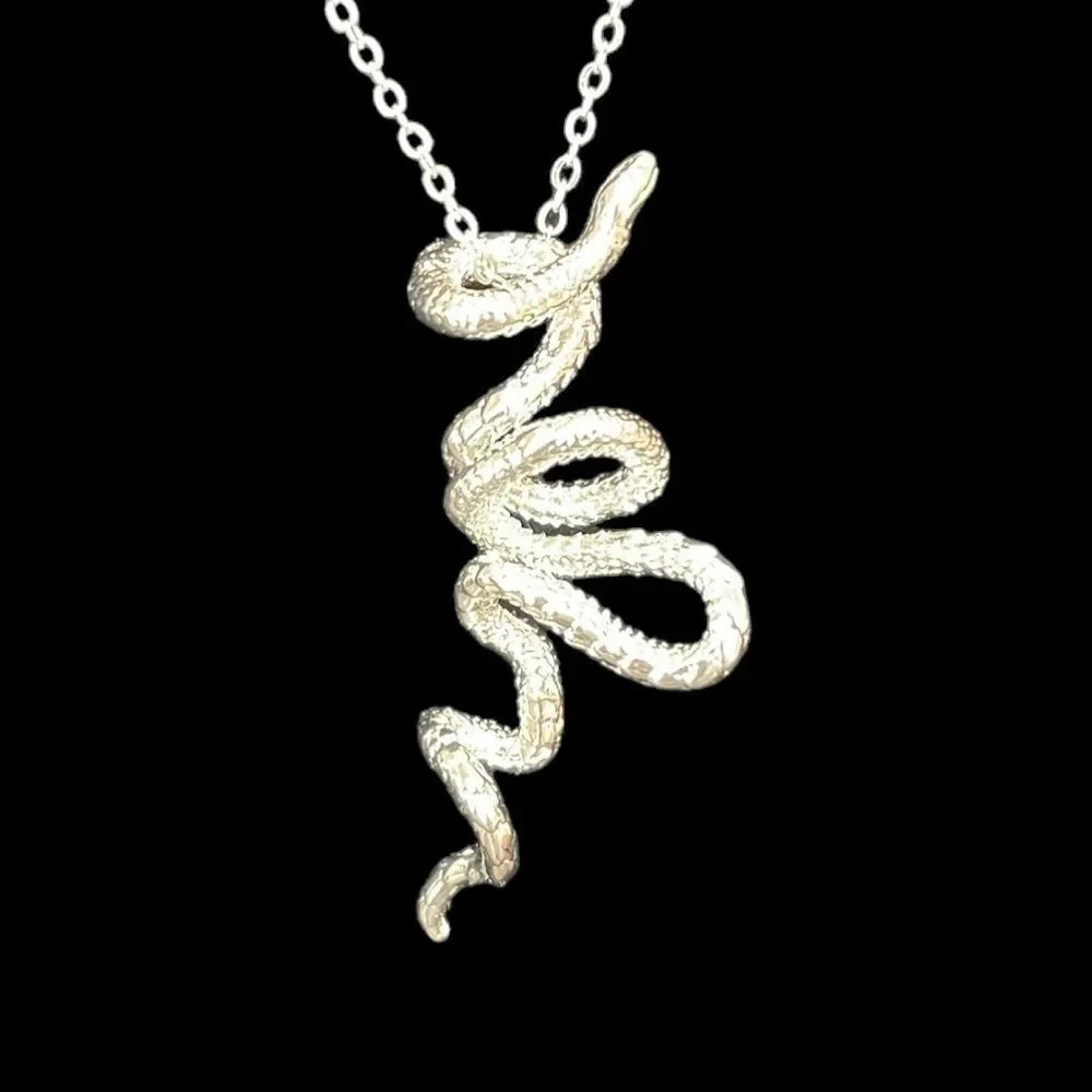 COILED SILVER SNAKE NECKLACE‎